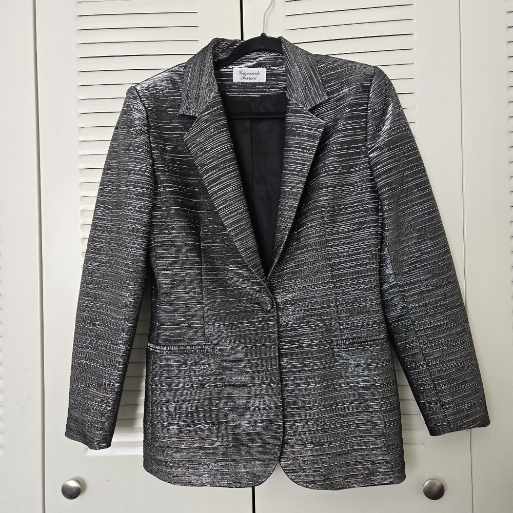 Vintage Giancarlo Ferrari Women Blazer Black/silver Size 4